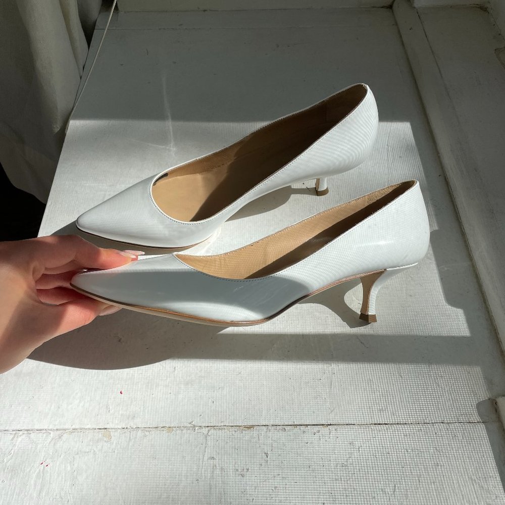 Sergio Rossi kitten heel white pump heels